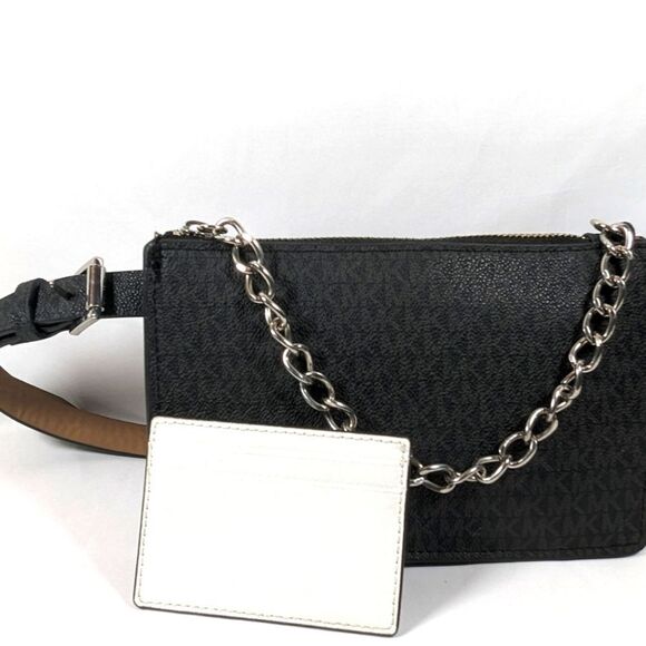 Michael Kors Belt Bag With Silver Tone Chain & A Michael Kors ID & Card Carrier - Picture 7 of 15